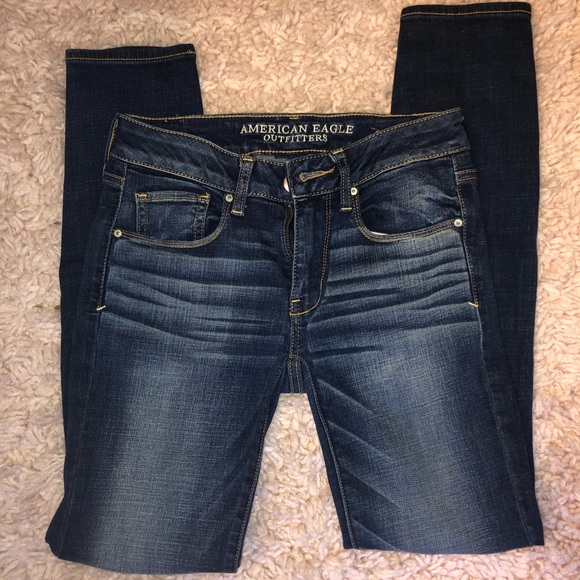 American Eagle Outfitters Denim - AEO dark, distressed, super stretch jeans